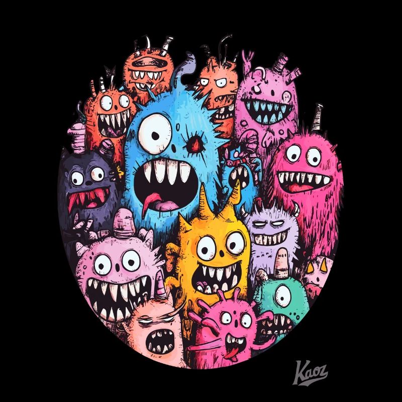 Crazy bunch of funny monsters