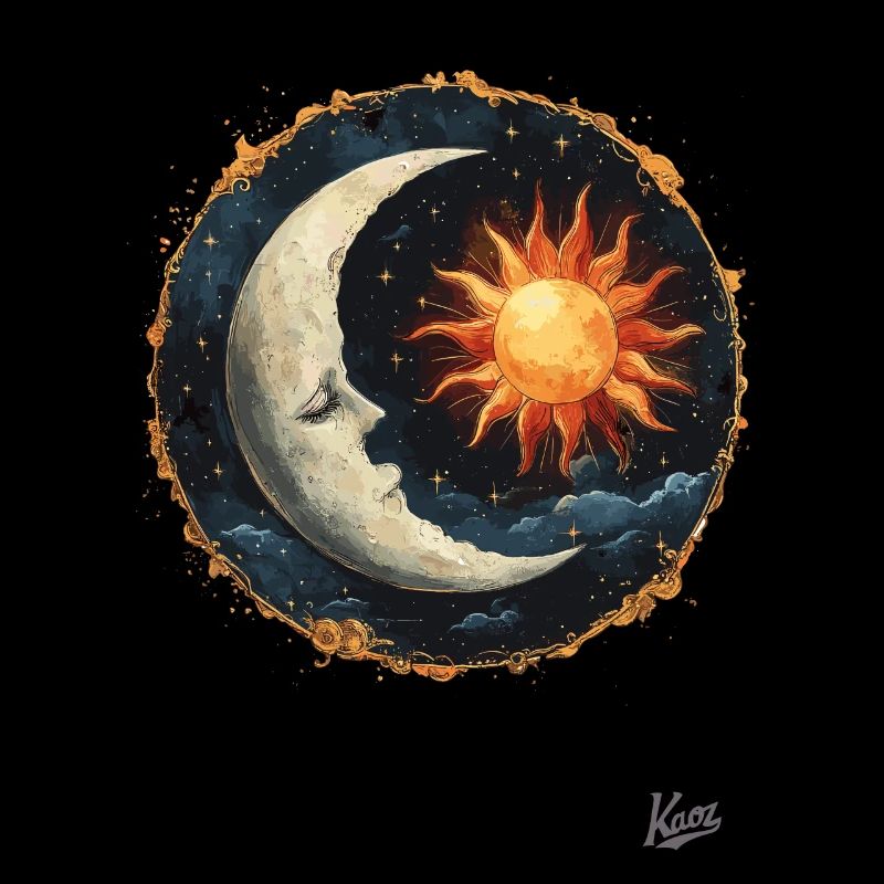 La lune endormie, le soleil et les étoiles