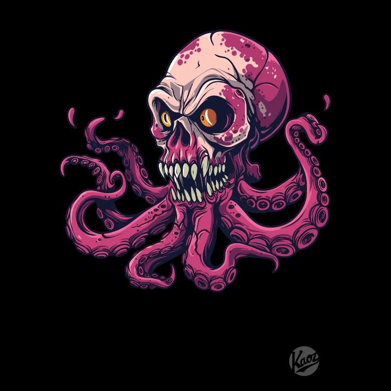 Zombie Octopus Kraken Skull