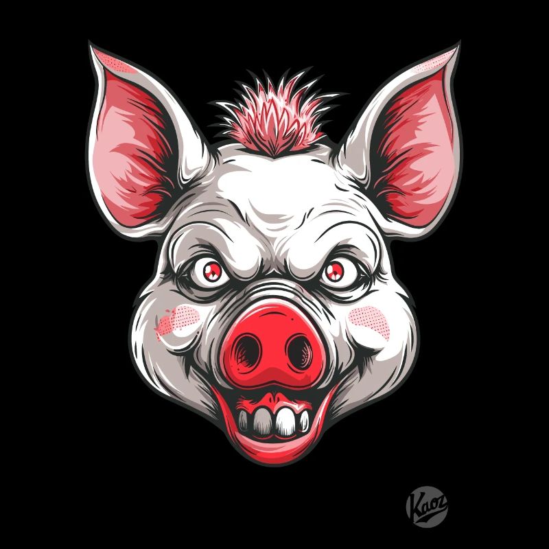 White Creepy Psycho Horror Pig