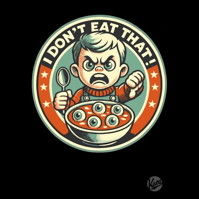 Boy with spoon and soup, I don't eat this