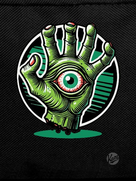 Grüne Zombie-Mutanten-Hand mit Auge