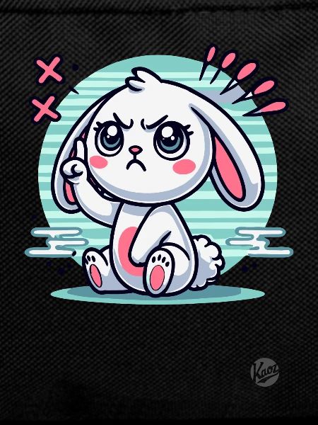 Cute white bunny pointing finger