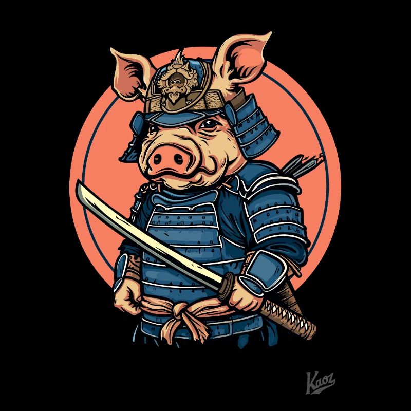 Japanese Shogun Samurai Pig