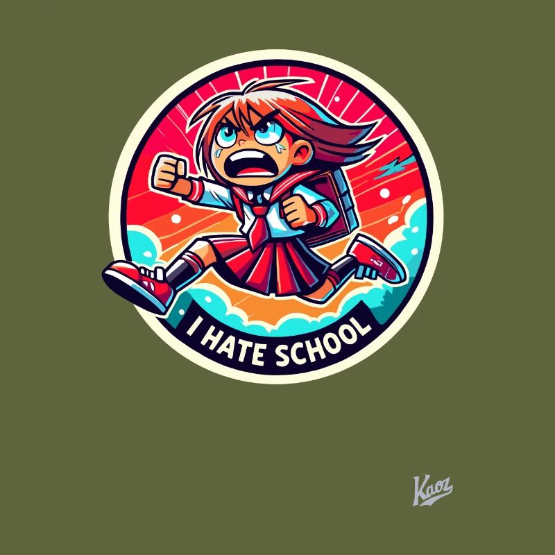 Laufendes Schulmädchen: Ich hasse Schule