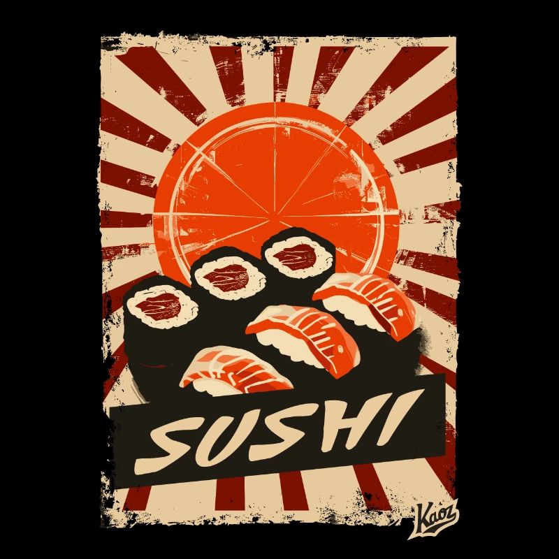 Vintage Retro Sun and Sushi