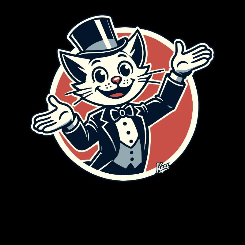 Chat joyeux en smoking et chapeau