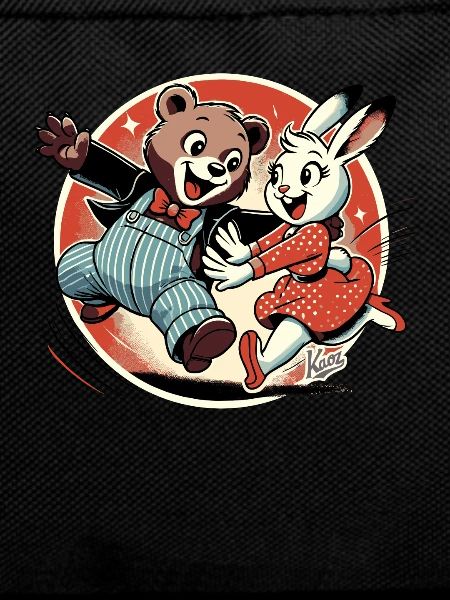 Bear and rabbit happily together