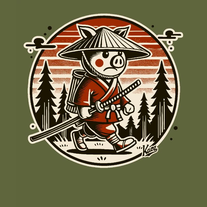 Samurai-Schwein Ronin auf Wanderschaft