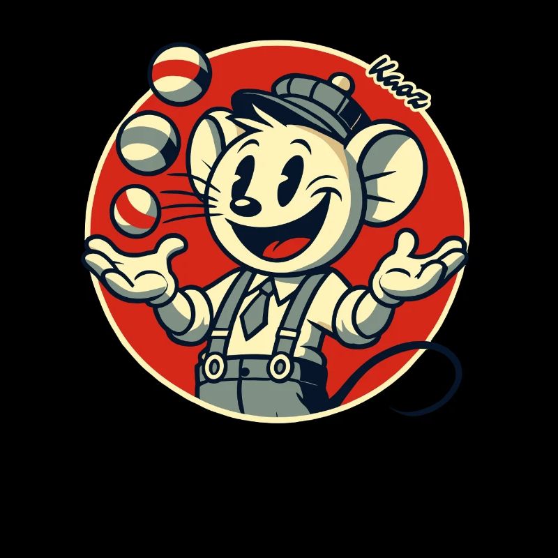 Lustige Retro-Maus als Jongleur