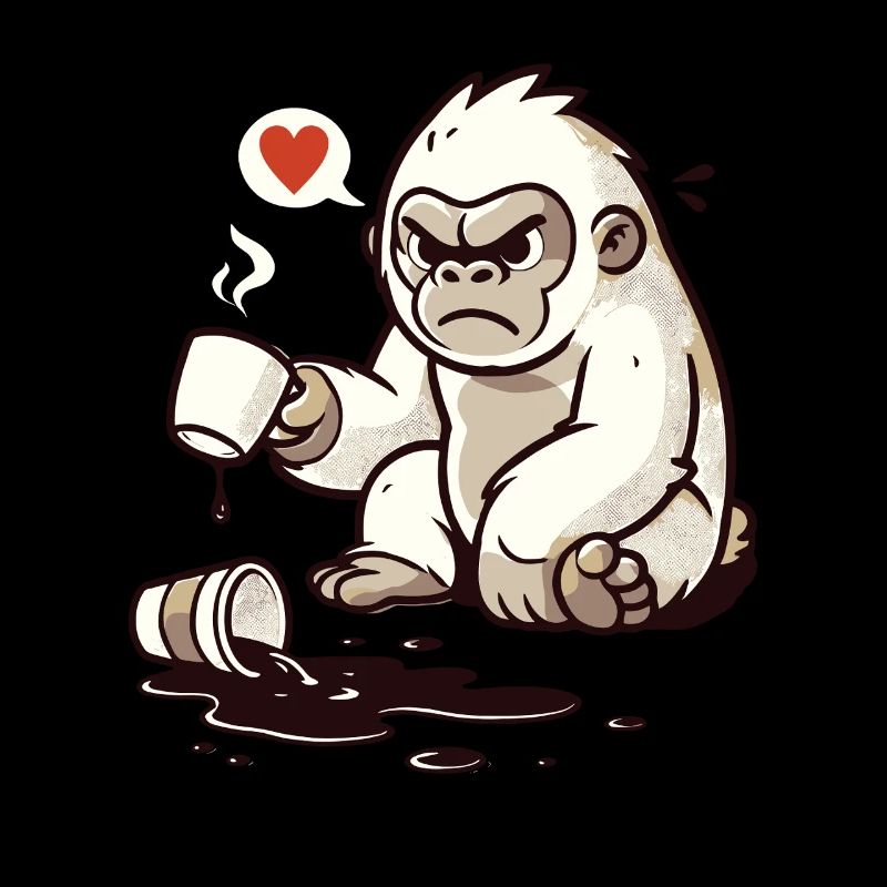 Little gorilla spills coffee