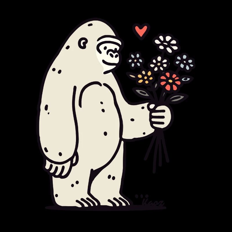 Sanfter Gorilla mit Blumenstrauß
