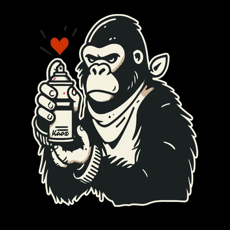 Graffiti Street Art Gorilla with Spray Can