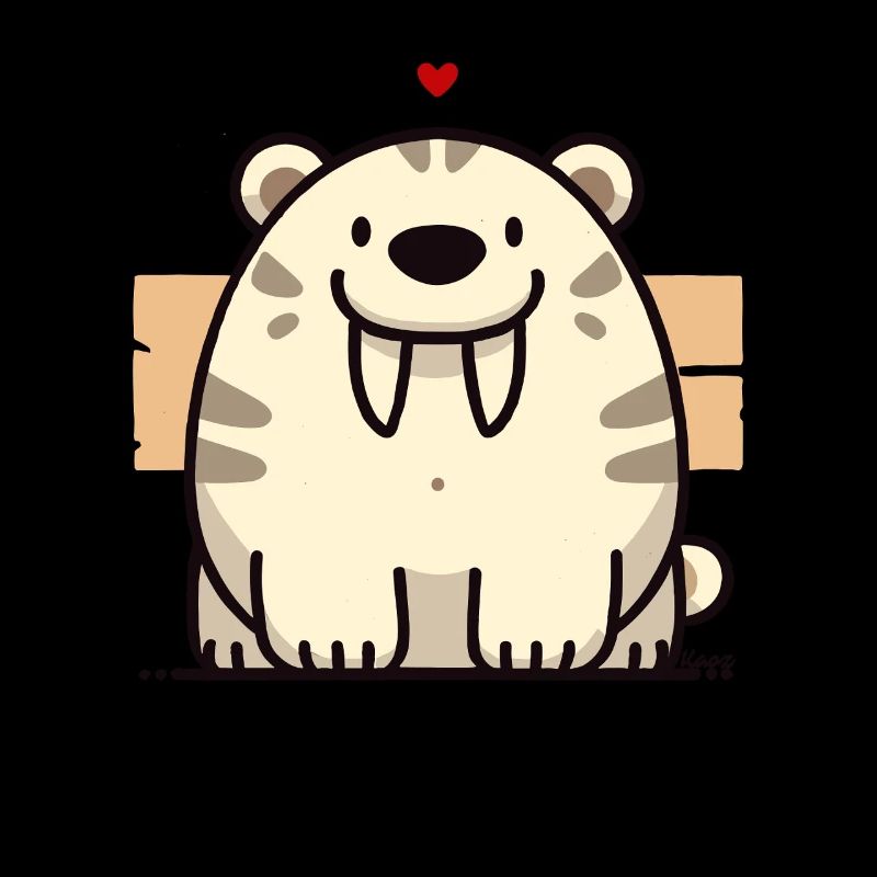 Cuddly Sabertooth Tiger with Heart