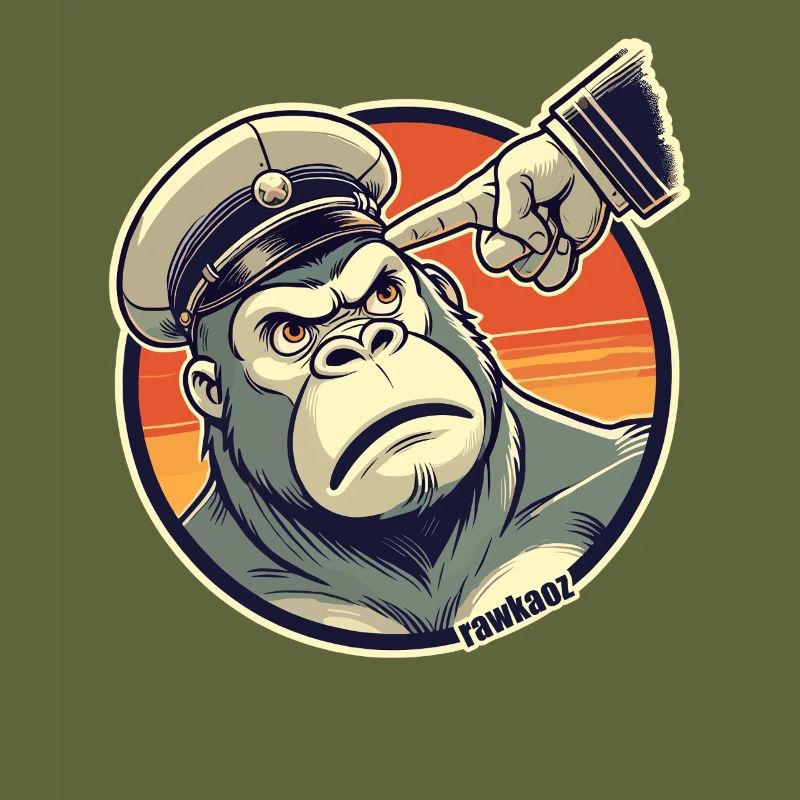 Strict monkey with cap gets finger