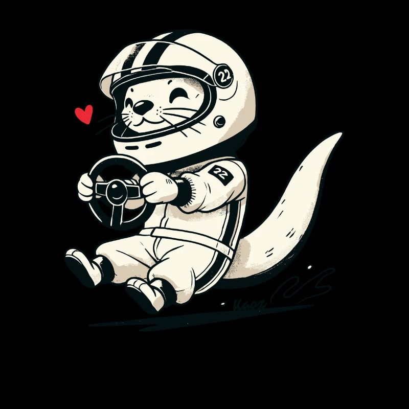 An otter as a racing car driver