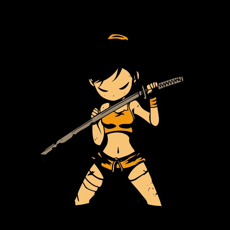 Coole Samurai Kriegerin mit Katana