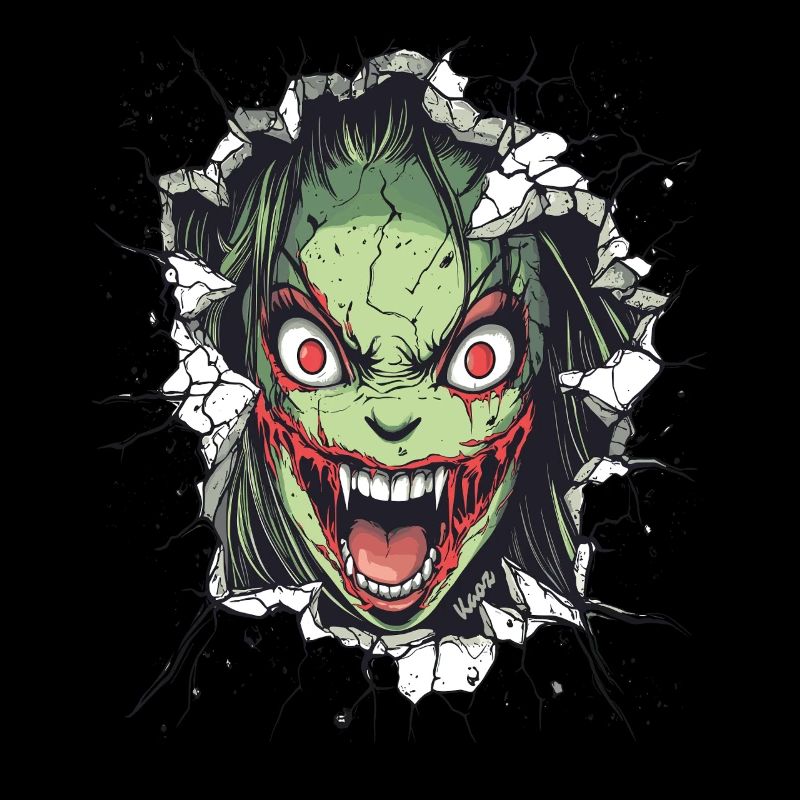 Creepy monster breaks through wall