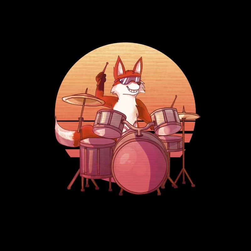 Fox spielt Schlagzeug, Fox Lover Drummer Gift,