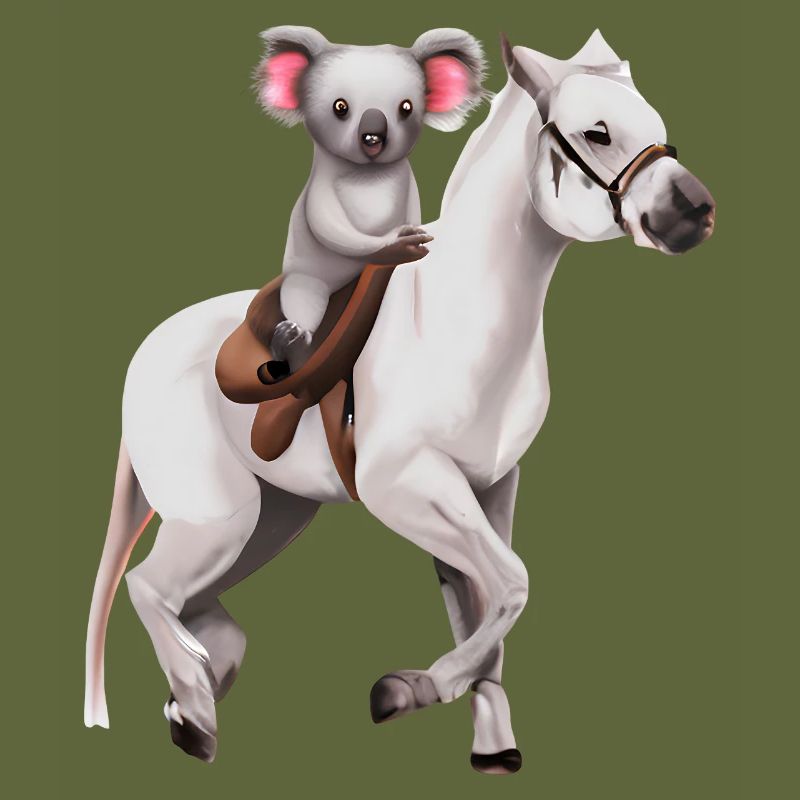 Koala auf einem Pferd