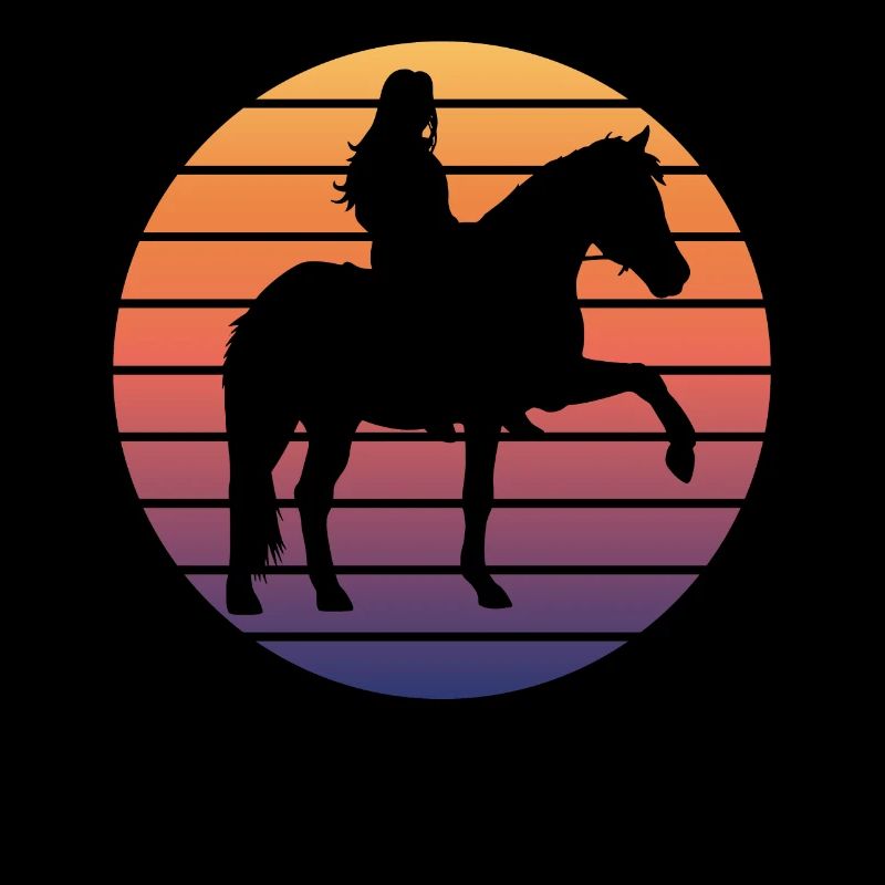 Coucher de soleil cavalier cheval magie