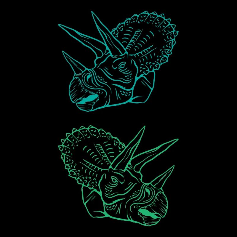 Triceratops Line Art Minimal Black