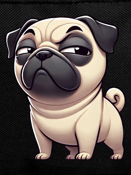 Skeptical Funny Pug Cartoon Dog