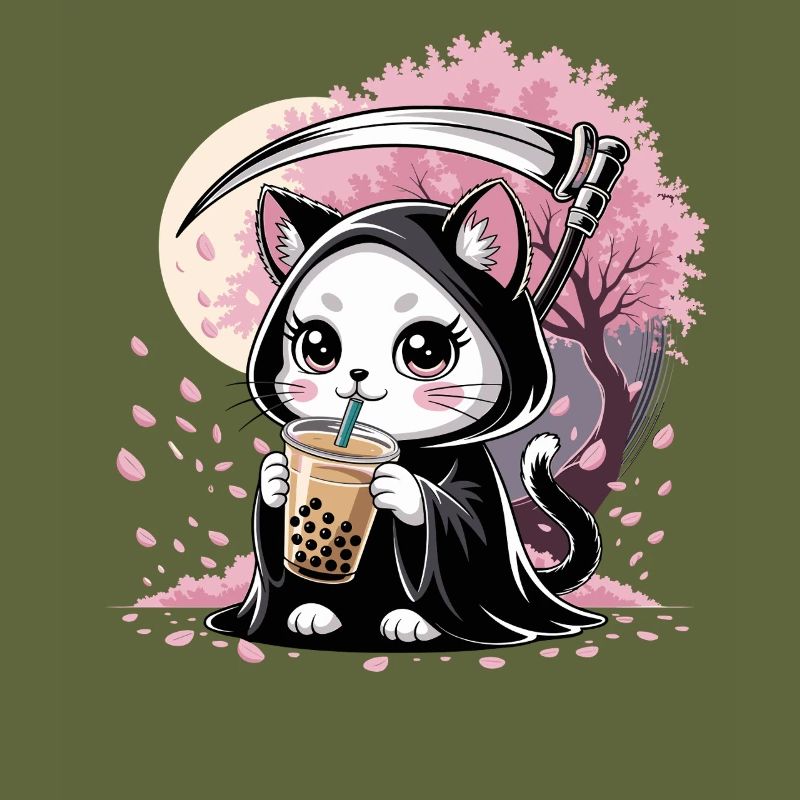 Sensenmann Anime Katze Kirschblüte