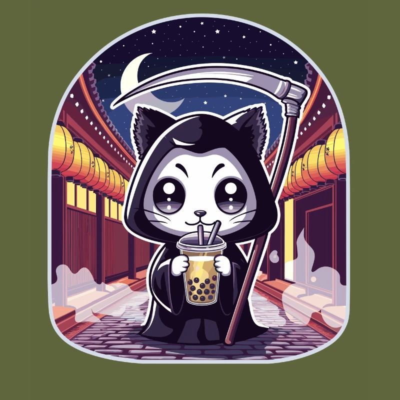 Sensenmann Anime Katze Kirschblüte