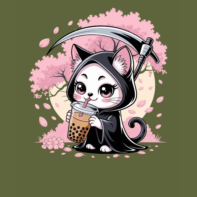 Sensenmann Anime Katze Kirschblüte