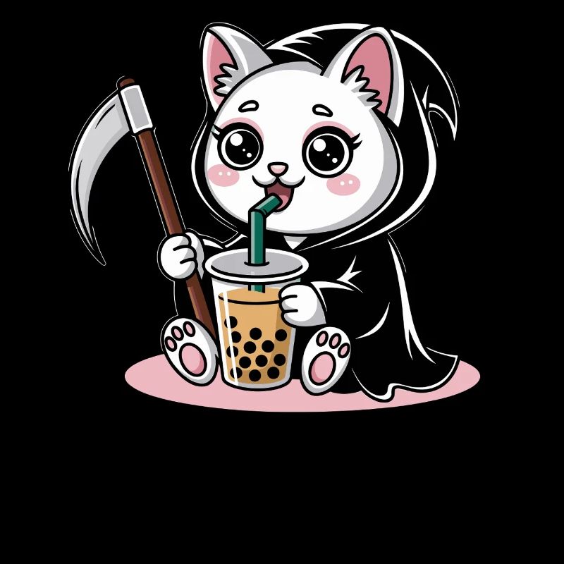 Grim Reaper Anime Cat Cherry Blossom