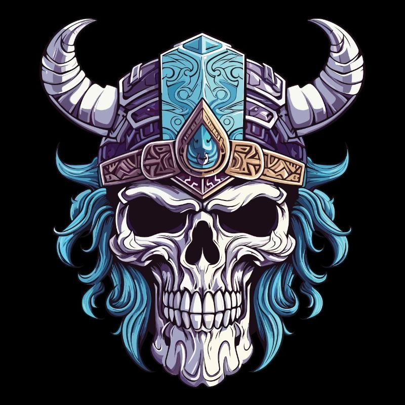 Skull with a Viking helmet