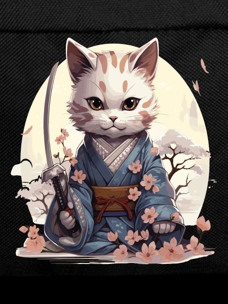 Kawaii samurai cat with katana