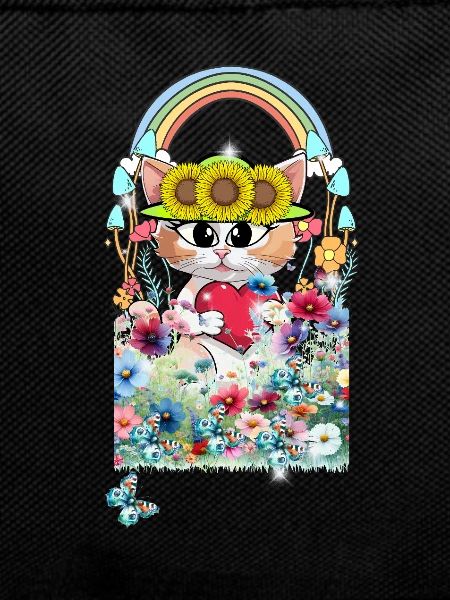 Katze Blumen Garten Kinder Mädchen