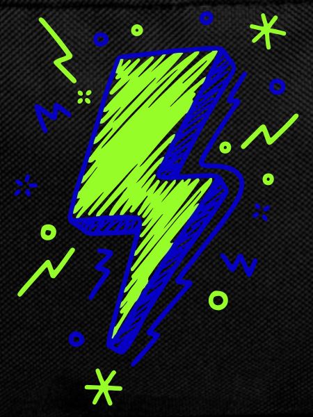 Lightning Illustrated in Green and Blue