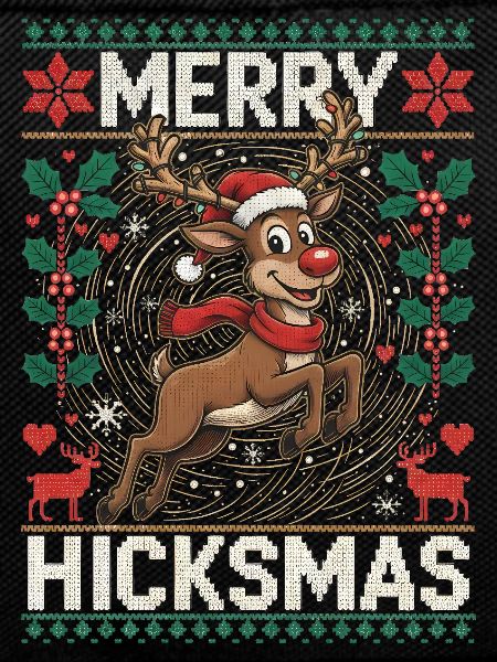 Christmas Reindeer Illustration - Red Nose, Moose