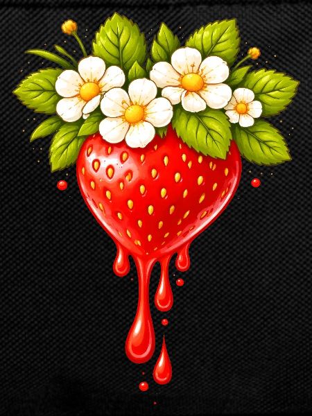 Strawberry with flowers and drops
