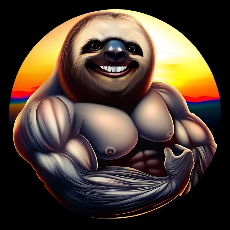 Muscular sloth in sunset