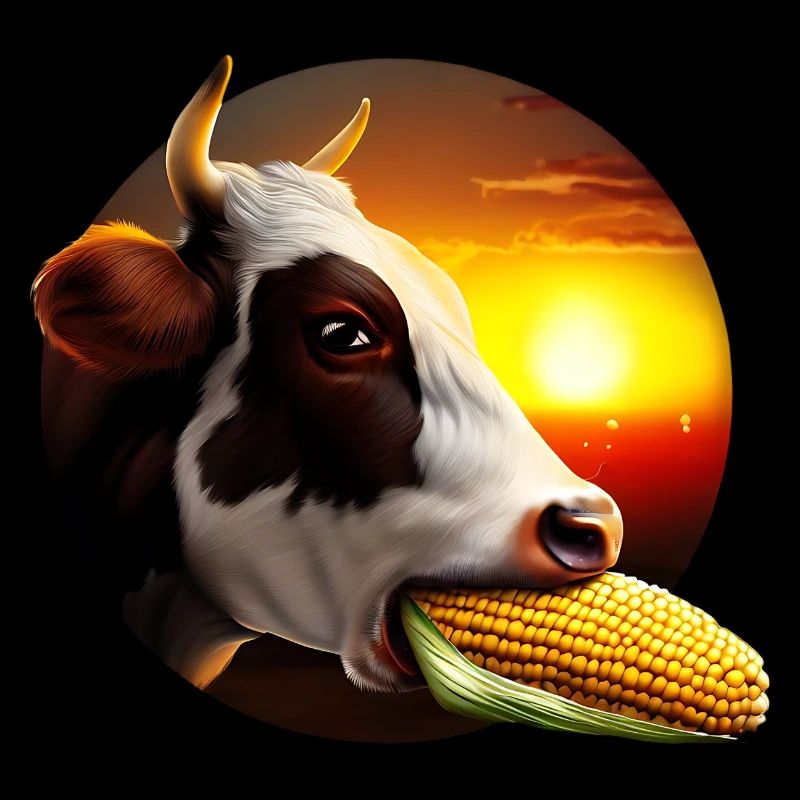 Cow enjoying corn