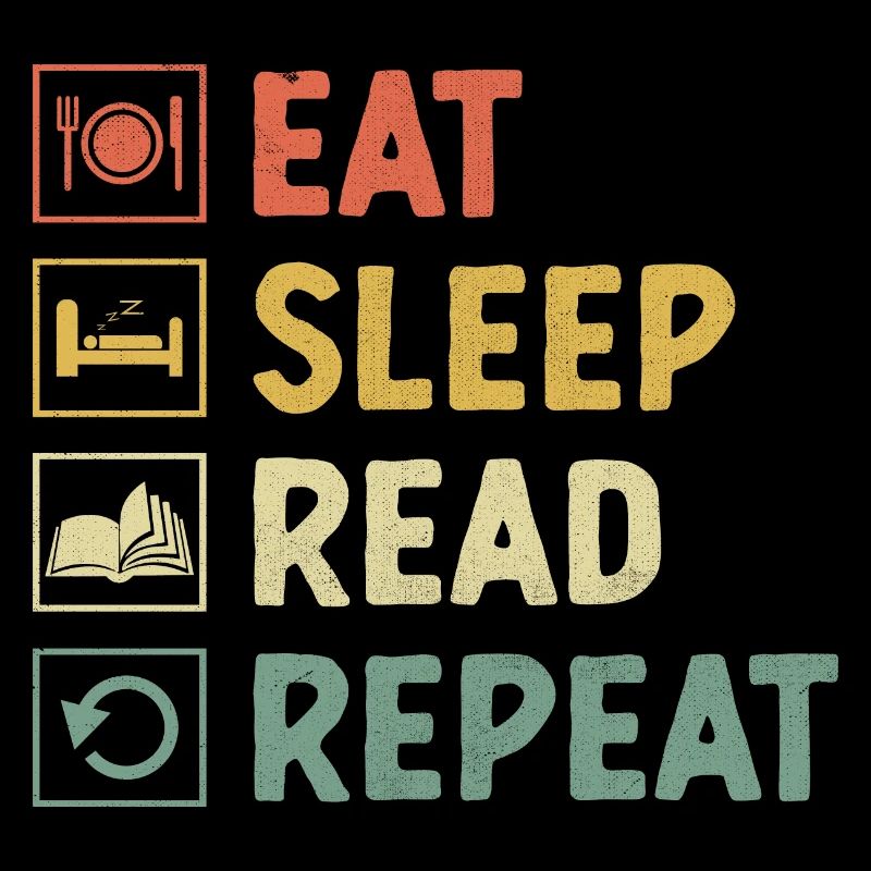 Manger Dormir Lire Répéter Lecture de livre Rat de bibliothèque