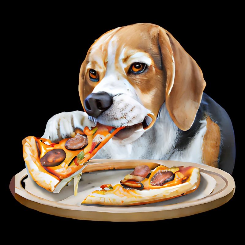 Pizza-liebender Beagle