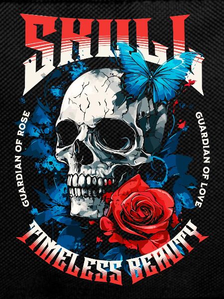 Skull Skull Butterfly Rose Flower