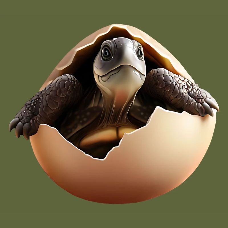 Turtle hatches from the egg