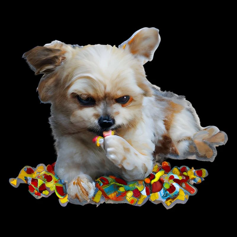 Cute dog nibbles sweets
