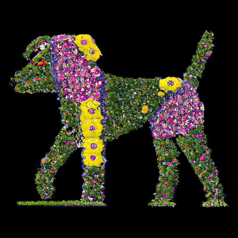 Beau chien de fleurs