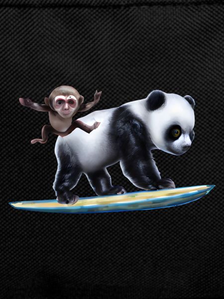 Surfender Panda und Affe