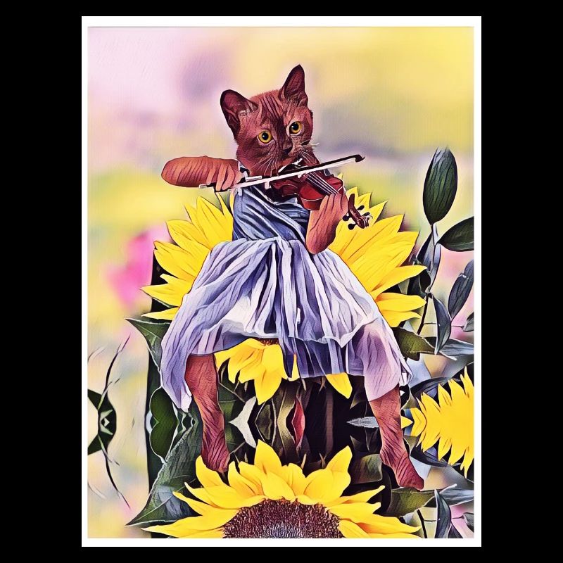 Chat violoniste sur Tournesol