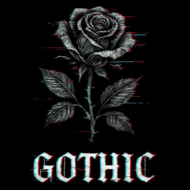 Rose gothique avec effet glitch