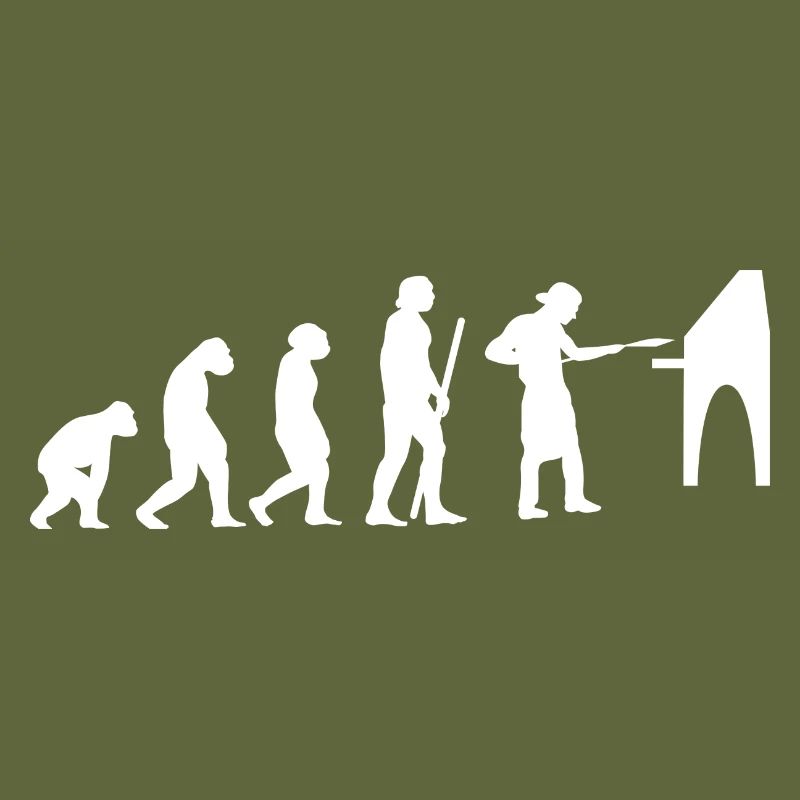 Human Evolution Pizza Delivery Guy Eating Pizza It