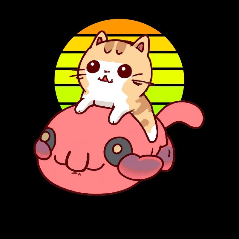 Katze reitet einen Blobfisch